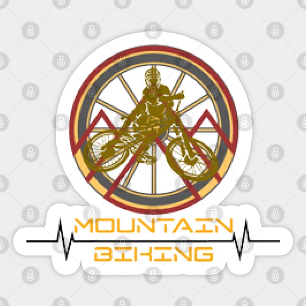 Mountain Biking Through The Woods Sticker by KoumlisArt